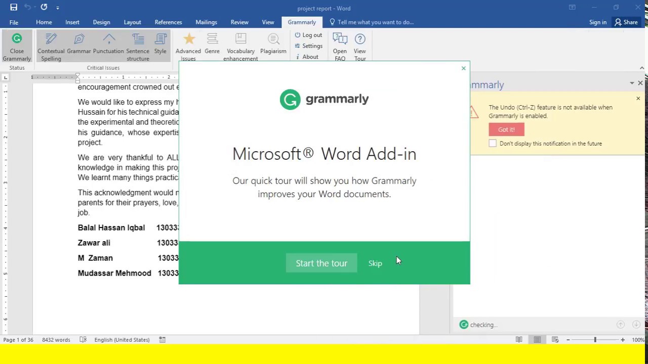How to install Grammarly for Microsoft Word Check for Grammar and